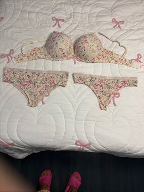 Floral Nude Push-Up Bra & Brief Sets - 2 Pack